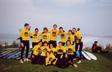 Surfing team in Cornwall