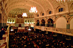 a packed Oxford Town Hall