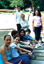 young juniors waiting to go punting on the river