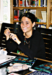 summer student using the library 