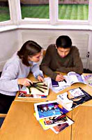 IB students in the college library