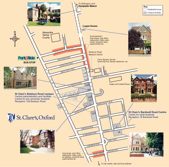 campus map for St. Clare's Oxford