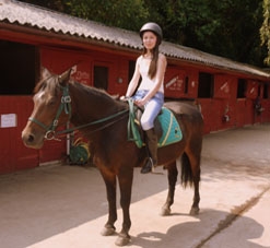 Enjoying a horse riding lesson