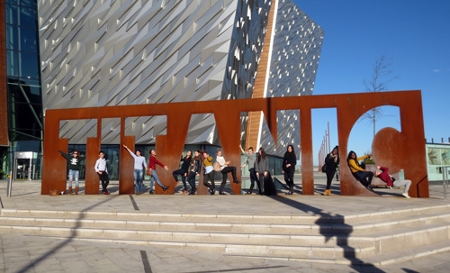 St. Clare's IB students at the Titanic Belfast Visitor attraction