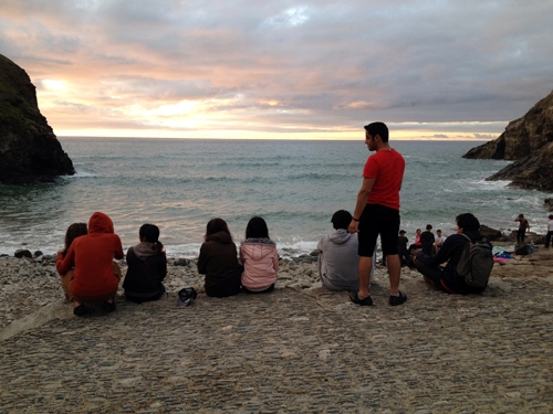 Enjoying the sunset in Cornwall