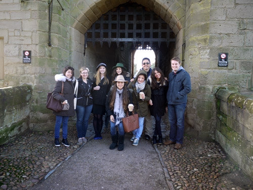 The group outside Warwick Castle