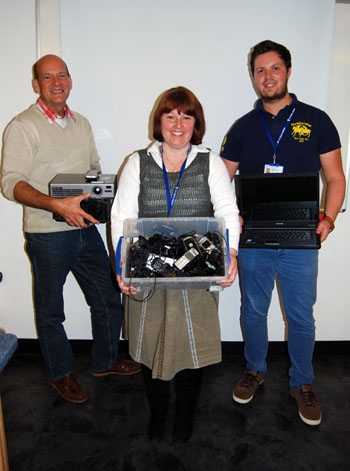 Ian Gill, Anne Jeffs and Josh White pictured with the donated equipment