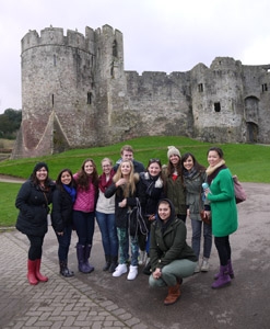 Outside Chepstow Castle in Wales