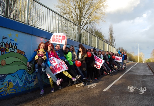 One mile conga line for Sport Relief 2014