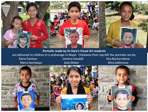 St. Clare's visual art students create portraits for children in Nepal