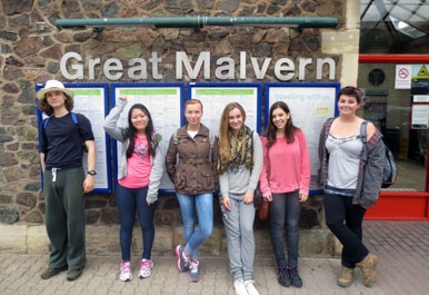 St. Clare's students at Great Malvern station
