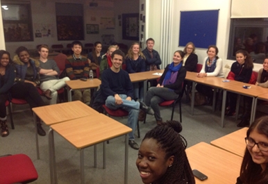 St. Clare's alumni take part in a Q&A session with current IB students