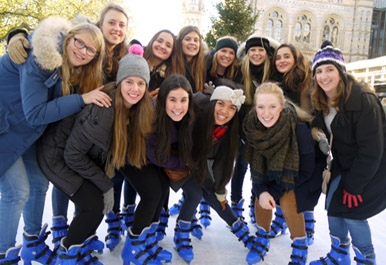 St. Clare's students enjoy ice-skating at London's Natural History Museum