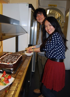 Cutting the cake at St. Clare's, Oxford