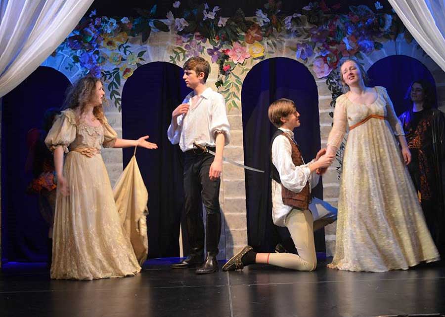 shakespeare much ado about nothing students on stage shakespeare