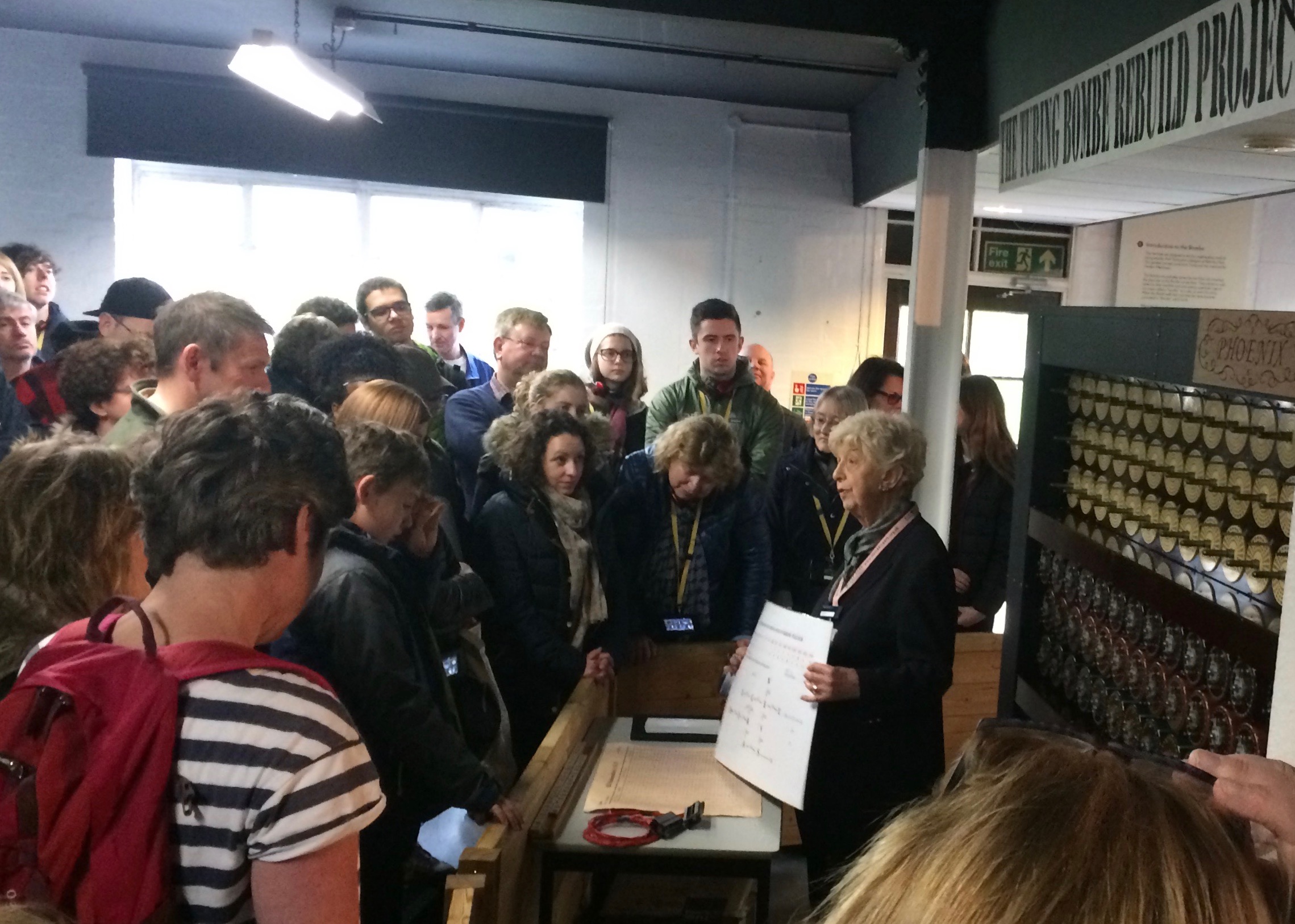 Women with students in Bletchley Park Women with students in Bletchley Park