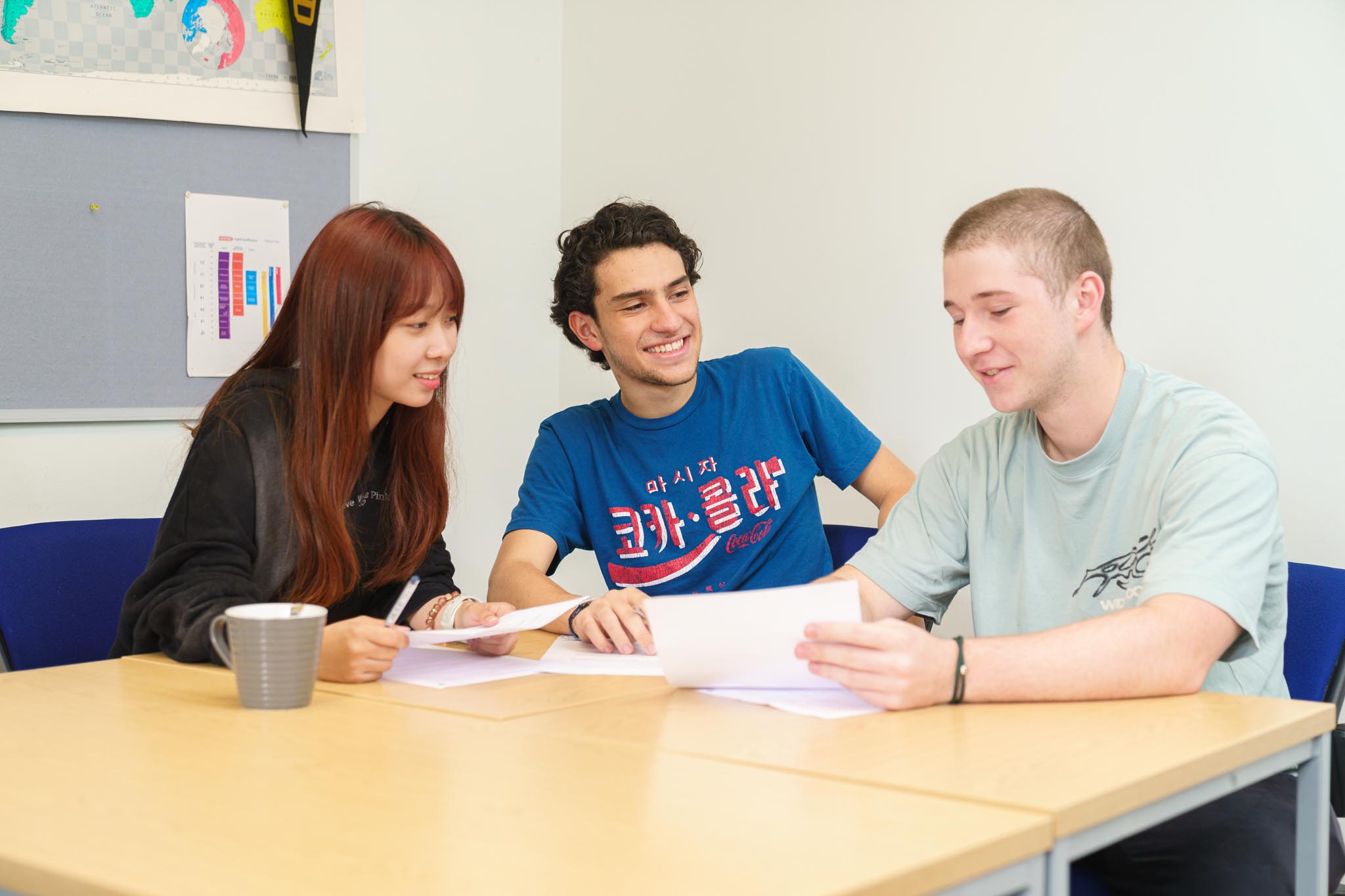 two teenage students in summer classroom lesson