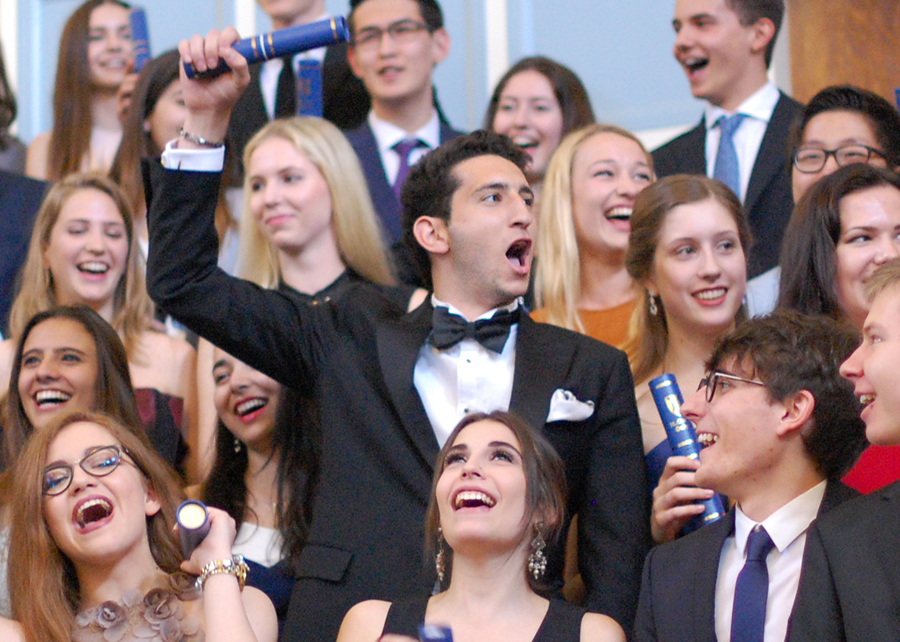 Students celebrate gaining their IB diploma. Students celebrate gaining their IB diploma.